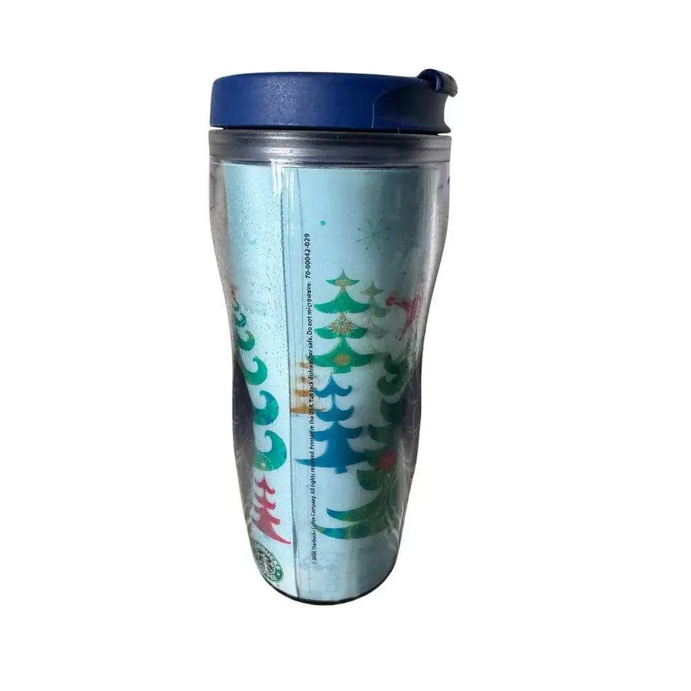 Starbucks Christmas Tree Holographic Blue Double Wall Insulated Travel Tumbler